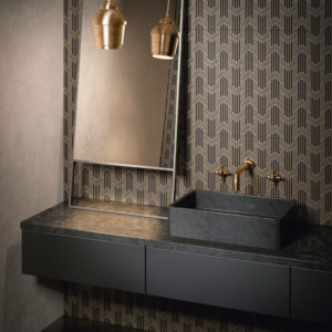 Swing Geometria ottone su fondo nero matt architecte format design toulouse creation original balma renovation carrelage faience archi douche salle de bain