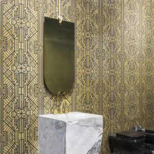 Swing Labirinto ottone su fondo nero matt architecte format design toulouse creation original balma renovation carrelage faience archi douche salle de bain