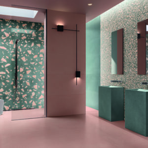 carrelage decoration balma architecte l'union blagnac terrazzo sanitaire toulouse medley emil rose vert couleur