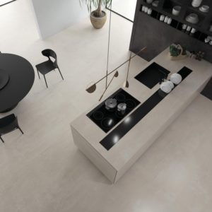 Boost White & Tarmac carrelage grand format plan de cuisine gamme complete balma rénovation architecte original béton design lmcs