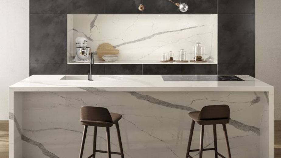 plan cuisine statuario marbre top kitchen faconnage carrelage toulouse grand format marbrier lmcs balma