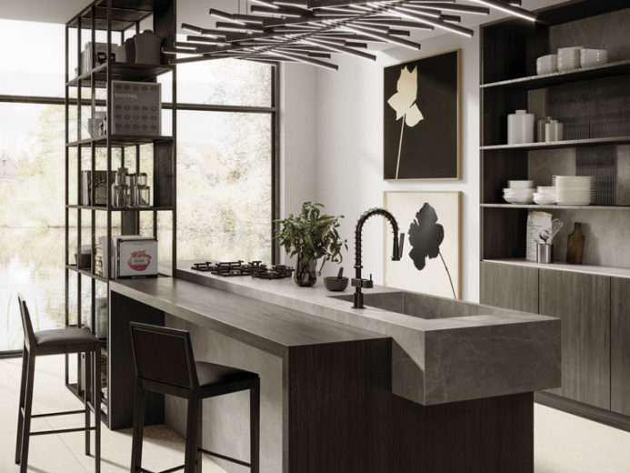 cuisine plan grand format carrelage façonnage architecte décoration top marbre kitchen