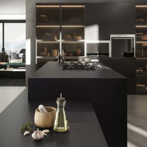 Absolute black plan de travail cuisine top kitchen cérame marbrier faconnage Toulouse décoration architecte