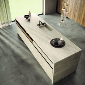 carrelage plan de travail cuisine travertin dalle grand format