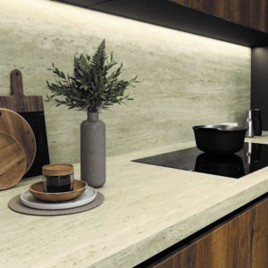 carrelage plan de travail cuisine travertin dalle grand format