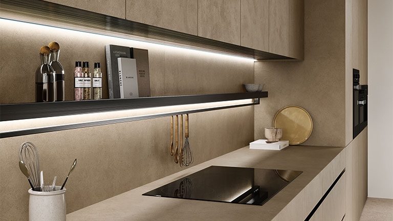 carrelage plan de travail decoration beton taupe cuisine kitchen atlas plan