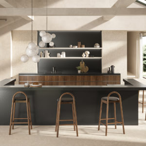 carrelage plan de travail cuisine Toulouse cérame kitchen noir granit bois noyer balma marbre