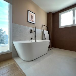 réalisation carrelage terracotta corian gun metal canon fusil decoration Toulouse architecte design